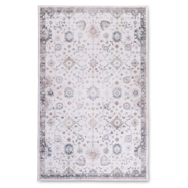 Ultra Soft Touch Durable Transitional Ivory Blue Orange Indoor Area Rug Carpet for Living Room, Bedroom, Kids Room, Hallway and Dining Room