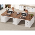 thumbnail image 6 of 110.3" Long Two Person Desk with 7 Drawers and Storage Cabinet, Farmhouse Computer Desk for Home Office, 6 of 7