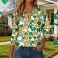 thumbnail image 2 of UngA St. Patrick's Day Shirts for Women Plus Size Funny V Neck 3/4 Sleeve Tops Shamrock Graphic Tshirt Irish Shirts Outfit,Size XXL, 2 of 9