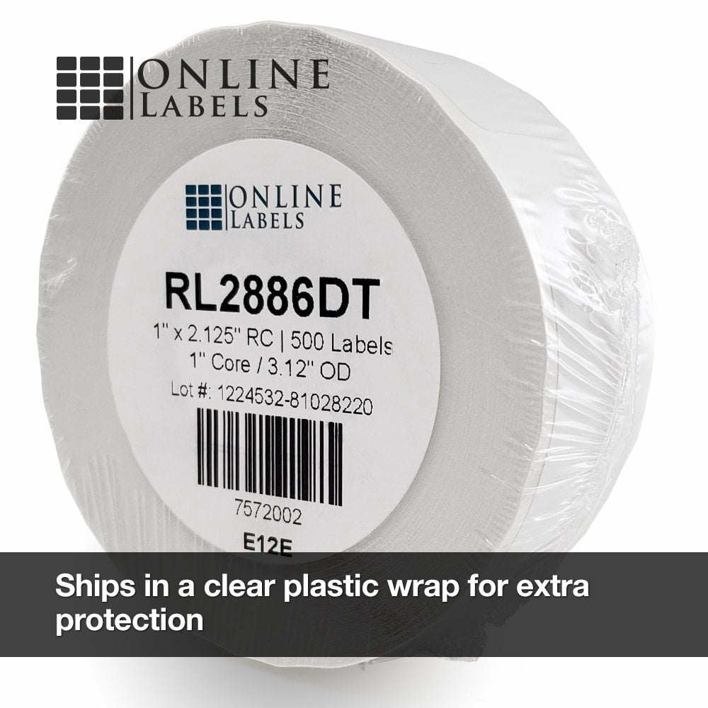 1 x 2.125 Waterproof Labels for DYMO Printers - Online Labels (12 Rolls)