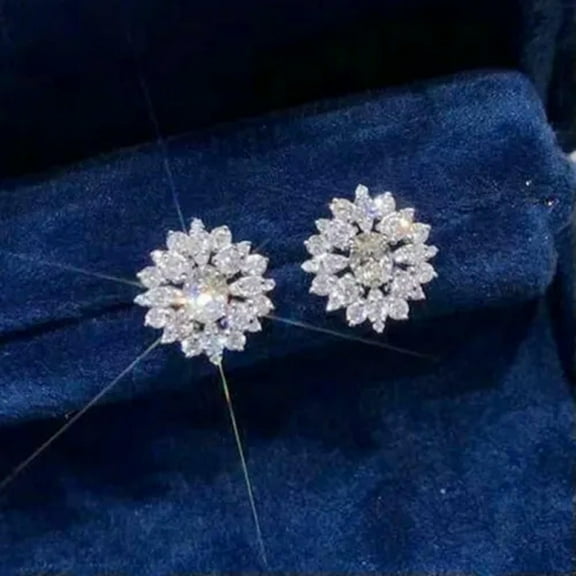 K-KED Luxury Cubic Zirconia Stud Earrings for Wedding Women 925 Silver Jewelry-Silver