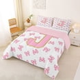 thumbnail image 2 of Manfei Kawaii Monogram J Full Size Comforter Sets,Ribbon Bow Dessert Bedding Comforter Set,Pink,Pink Reversible,3-Piece,1 Comforter and 2 Pillowcases, 2 of 7