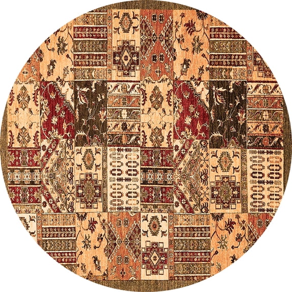 Ahgly Company Indoor Round Southwestern Orange Country Area Rugs, 7' Round