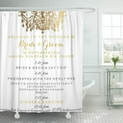 CYNLON Colorful Crystal Pixdezines Faux Gold Chandelier Wedding Bathroom Decor Bath Shower Curtain 66x72 inch