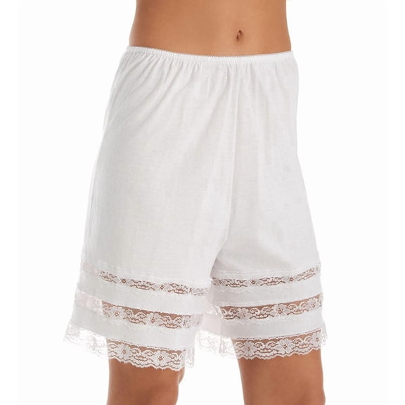 Women's Shadowline 3386 Adjustable Cotton Knit Culottes (White L)