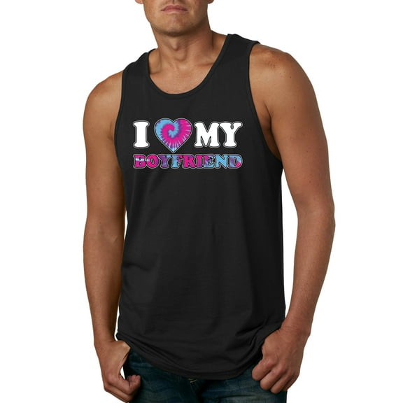 I Love My Boyfriend Tie Dye Pop Culture Mens Graphic Tank Top, Black, Small