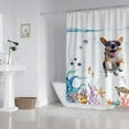 thumbnail image 5 of Funny Dog Shower Curtain Corgi Swimming Underwater Sea Ocean Animal Octopus Starfish Turtle Anchor Fish Duck Nautical Bathroom Decor Waterproof Fabric 72Lx72W Inch with 12PCS Hooks, 5 of 6