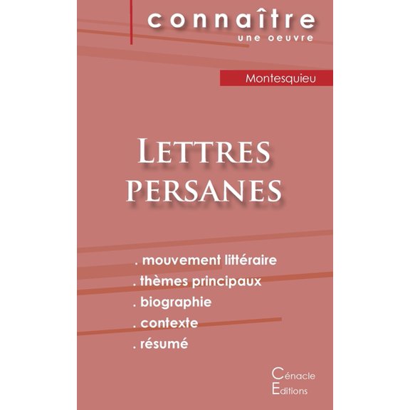 Fiche de lecture Lettres persanes de Montesquieu (analyse littÃ©raire de rÃ©fÃ©rence et rÃ©sumÃ© complet), (Paperback)