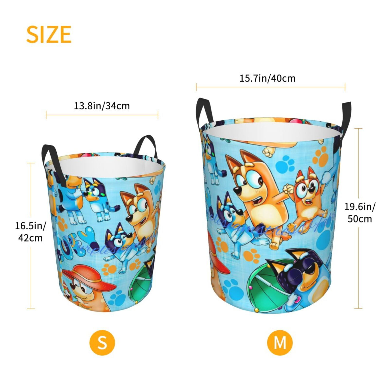 Johaoi Bluey Pattern Round Large Laundry Basket -Storage Basket - Toy Storage Basket, Perfect as Hamper, Kids Room Storage, and Toy Containment-