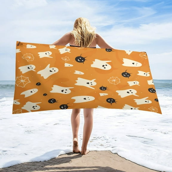 Halloween Ghosts Horror Pumpkin Microfiber Lightweight Beach Towel Quick Dry Absorbent Thin Towels for Swimming Pool Camping Beach Easy for Vacation Essentials