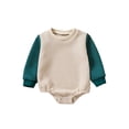 thumbnail image 1 of Mialoley Infant Baby Autumn Knitting Romper, Contrast Color Long Sleeve Round Neck Snap Closure Jumpsuit, 0-18 Months, 1 of 9