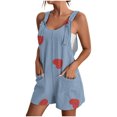 thumbnail image 1 of Pantalones Cortos de Mujer Casual Suspender Impresión Pantalones Cortos de Bolsillo, Pantalones Cortos de Mujer con Bolsillos, 1 of 5