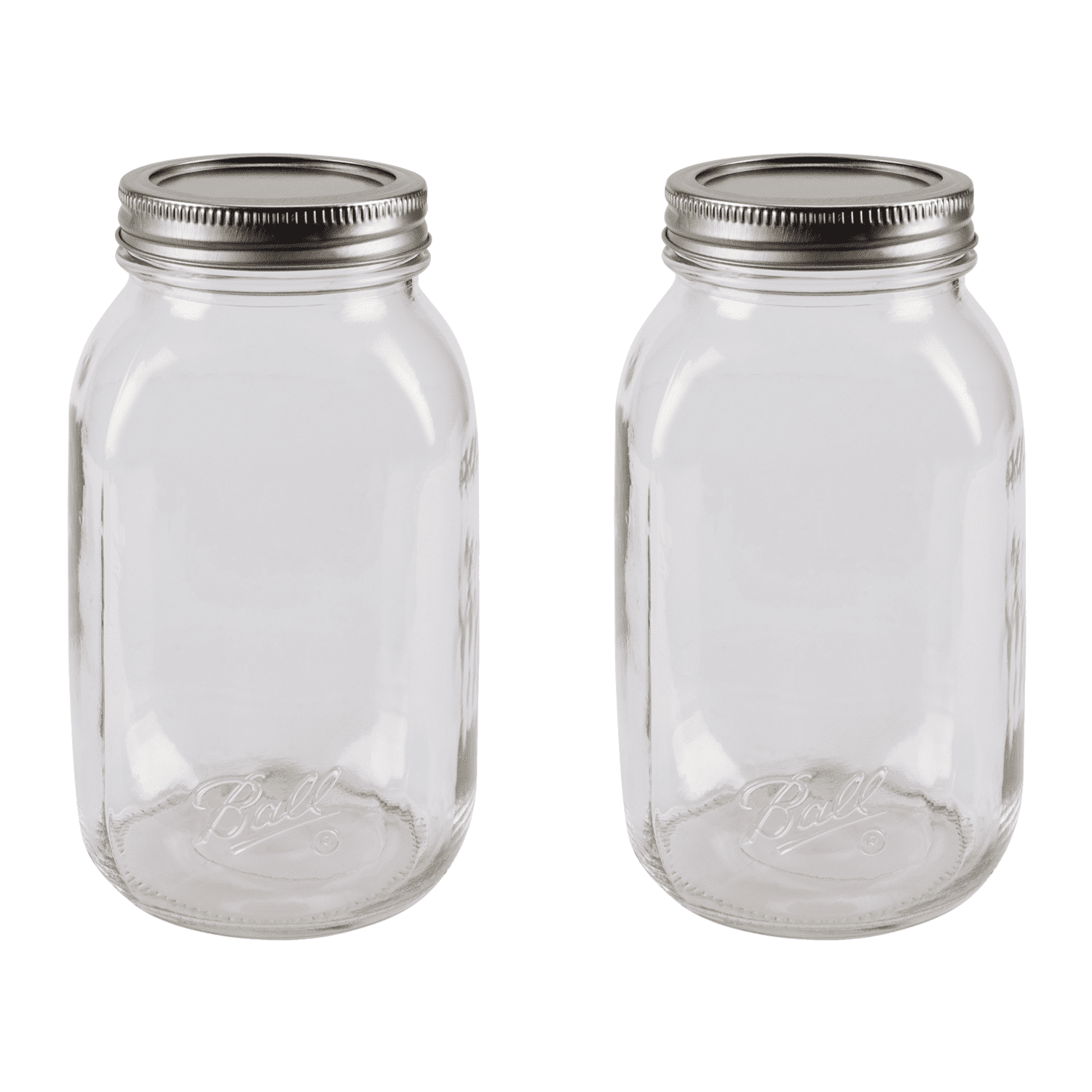 Mason Jar 4 Pack 32 Oz Wide Mouth S With Airtight Lids - Clear Glass  Canning Jars, Plastic Lids Included Storage Jars With Plastic Lids