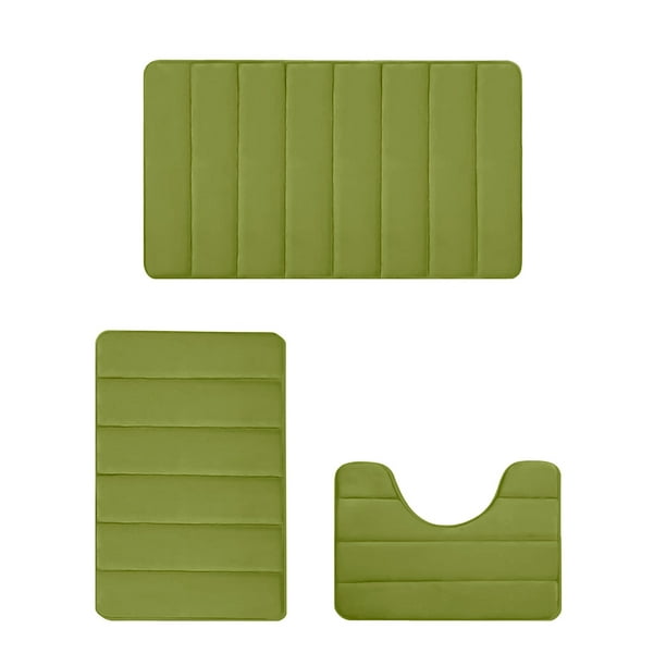 Yhmxh Decoración del baño Juego de 3 alfombrillas de baño de espuma, universales, suaves, cómodas, con absorción de agua, antideslizantes, gruesas, lavables a máquina, fáciles de secar.