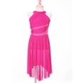 thumbnail image 2 of zdhoor Girls Rhinestone Lyrical Dance Dress Irregular Hem Ballet Modern Contemporary Ruched Leotard Dress Hot Pink 14, 2 of 7