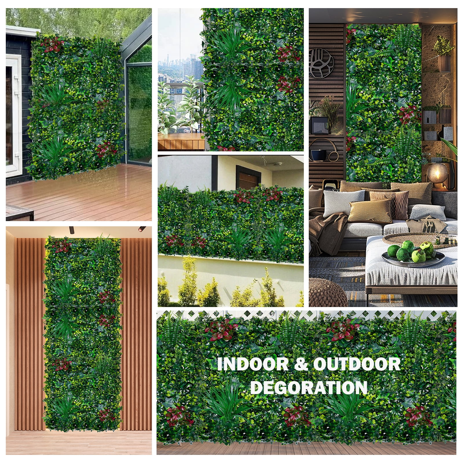 Artificial Boxwood Panels 20x20 in, Grass Wall Panels for Privacy Screen and Green Wall Decor, Sun Protected Foliage for Indoor Outdoor Garden Backyard, 20pcs