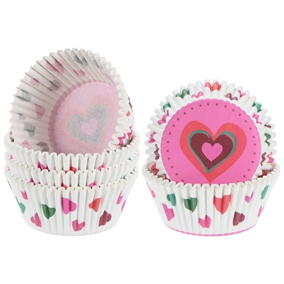 Uxcell 100-Pack Standard Cupcake Liners for Baking, Greaseproof Cupcake Wrappers for Wedding/Birthday/Party/Christmas[Pink love heart]