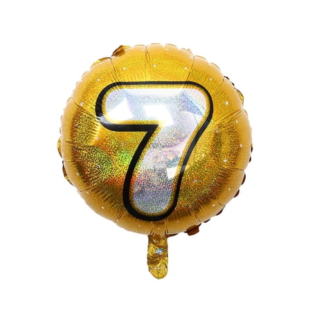 HEATSHAKING 1Pcs Number 7 Helium Balloons Gold Circular for Birthday Party