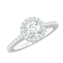 Rosec Jewels - Lab Grown Diamond Circle Engagement Ring with Halo (EF-VS Quality), 14K White Gold, US 10.00