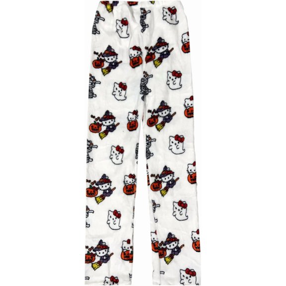 HelloKitty Anime Pajamas Pants Women Cartoon Family Christmas Halloween Pajama Pants Kawaii Flannel Pajama Pants Black and Pink