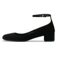 thumbnail image 2 of FSJ Women Comfortable Chunky Block Low Heel Pumps Round Closed Toe Ankle Strap Adjustable Buckle Office Work Church Dressy Shoes Size 7.5 Black Velvet, 2 of 5