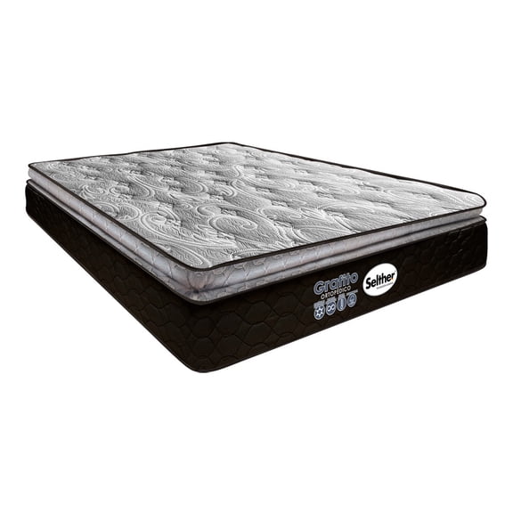 Colchón Selther Ortopédico Queen Size Híbrido Memory Foam Grafito