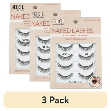 (3 pack) Ardell Naked Lashes 420 Multipack, Lightweight Natural Look, Invisiband for Comfort, Perfect for Everyday Wear, 4-Pairs, 1-Pack