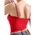 thumbnail image 5 of Women'S Square Neck Lace Tank Tops Sleeveless Crop Spaghetti Strap Summer Y2k Tops Red S, 5 of 7