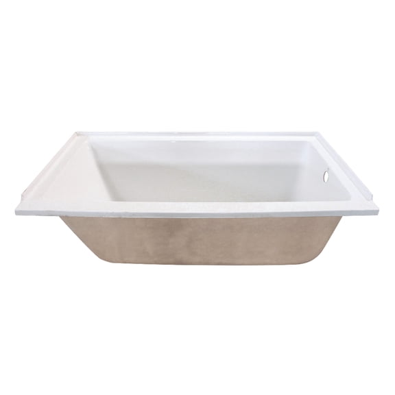 Aqua Eden XVTPN603020R 60-Inch Acrylic Rectangular Drop-In Tub, Right Hand Drain in Glossy White
