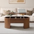 thumbnail image 3 of Wirrytor Lift Top Coffee Table with Storage and Open Storage Shelf, Oval Coffee Table for Living Room, Elliptical Arc Design, Fluted Center Table, Walnut Finish & Spacious Storage,, 3 of 9