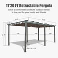 thumbnail image 5 of Miekor Furniture 11 X 20 FT Outdoor Living Outdoor Retractable Pergola with Weather-Resistant Canopy Aluminum Garden Pergola Patio Grill Gazebo for Courtyard -Dark Gray B5A7459, 5 of 7