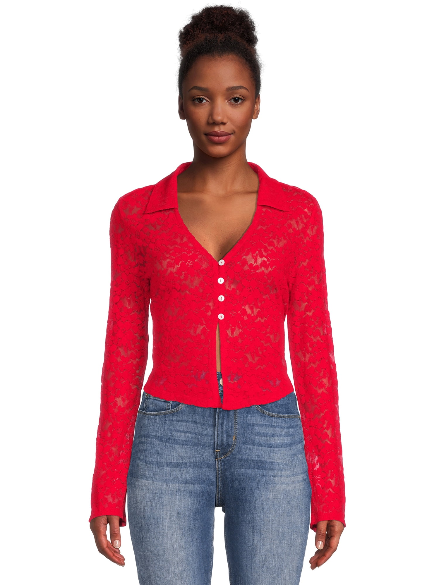 Madden NYC Junior's Lace Jonny Collar Top