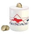 thumbnail image 1 of Texas Star Piggy Bank, San Antonio Dallas Houston Austin Map with Stars Pattern USA, Ceramic Coin Bank Money Box for Cash Saving, 3.6" X 3.2", Vermilion Pale Grey, by Ambesonne, 1 of 4