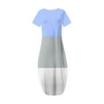 thumbnail image 6 of JTZGDY Summer Dresses for Women 2025 Casual Floral Print Short Sleeve Maxi Beach Sundress Loose Fit Crewneck Long T-Shirt Dress with Pockets Travel Vacation Outfits Light Blue XXL, 6 of 7
