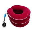 thumbnail image 2 of Collarín cervical inflable para adultos, dispositivo de estiramiento cervical para el hogar, soporte de tracción, color rojo rosa, 2 of 14