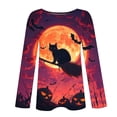 thumbnail image 5 of Ounisa Women's Halloween Print Crew Neck Long Sleeve Top, Soft Casual Pullover with Fun Graphic for Fall Season, 5 of 6