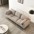 thumbnail image 3 of L-Shaped Sectional Sofa with 2 Pillows, Modern 93" Linen Upholstered Accent Sofa Couch with Removable Ottoman & Golden Metal Legs, 3-Seater Sofa for Living Room Apartment, Gray, 3 of 7