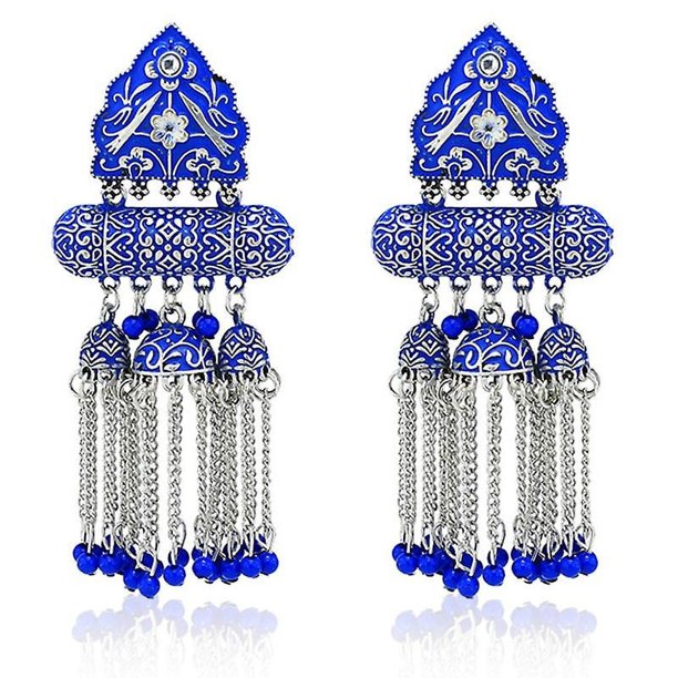 2 Pendientes colgantes bohemios largos de aleación de estilo étnico adecuados para damas y niñas