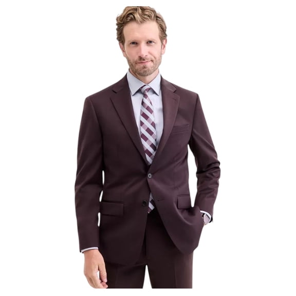 Calvin Klein Mens Slim fit Suit Jacket Blazer 44 R Burgundy Red Solid Stretch