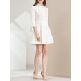 thumbnail image 5 of INSPIRE CHIC Women's Collar 3/4 Sleeves Button Down Cotton Skater Shirt Dresses, 5 of 6