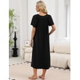 thumbnail image 4 of EKOUAER Long Nightgowns for Women Short Sleeve House Dress with Pockets Mumu Dress, 4 of 5