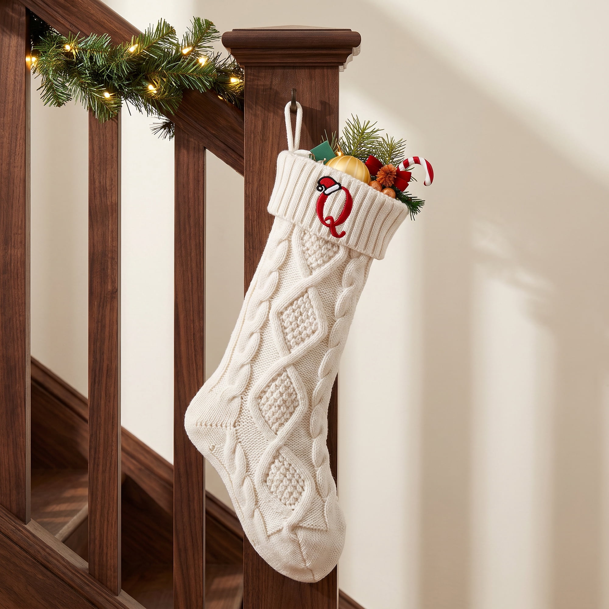 Unique Bargains Canine Bone Christmas Stocking Luxury Puppy Holiday Keepsake Sack Letter Q 17"