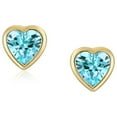 thumbnail image 2 of Bling Jewelry Womens Romantic Love Tiny Mini Cubic Zirconia Aqua Blue CZ Heart Stud Earrings 14K Yellow Gold, 2 of 6