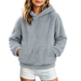 thumbnail image 2 of Lutiedan Boys Girls Sherpa Fleece Hoodie Kids Casual Fuzzy Sweatshirt Plush Winter Warm Hooded Pullover Tops Size 3-14,Gray, 2 of 7