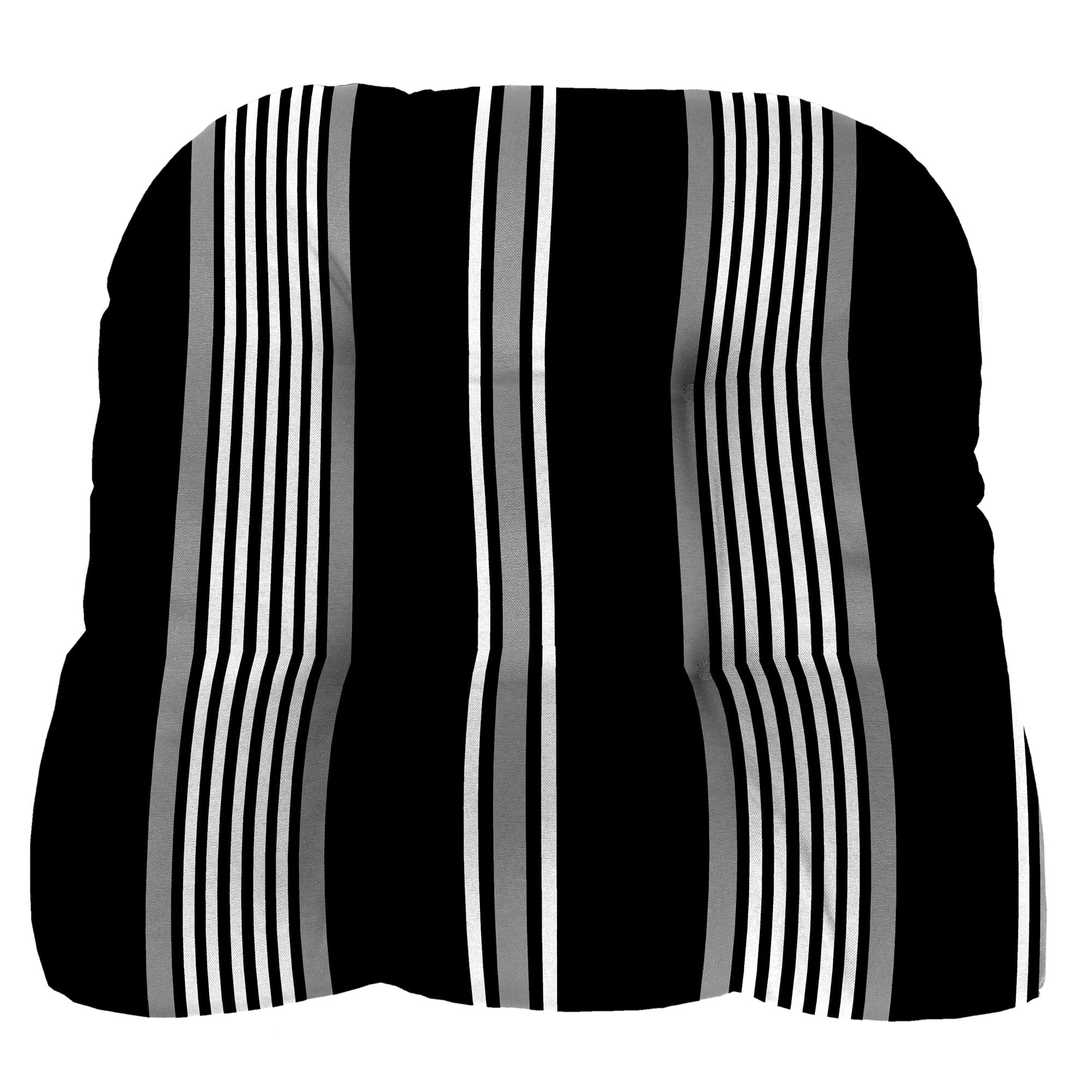 Jordan Manufacturing 18" x 18" Reeder Black Stripe Square Tufted Contoured Outdoor Wicker Seat Cushion (2 Pack)