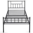 Yaheetech Easy Assemble Iron Twin Bed Frame for Kids with Headboard and Footboard, Black