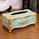 thumbnail image 2 of Caja de pañuelos de estilo europeo para sala de estar, con funda de lujo para servilletas Azul dorado, 2 of 9