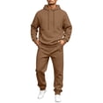 thumbnail image 2 of Hearthz Fleece Men's Tracksuit 2 Piece Sweatsuit Set Long Sleeve Drawstring Fuzzy Oversized Sweatshirt Jogger Sweatpants Athletic Men 2 Piece Sweatsuits Sets Coffee XL, 2 of 8