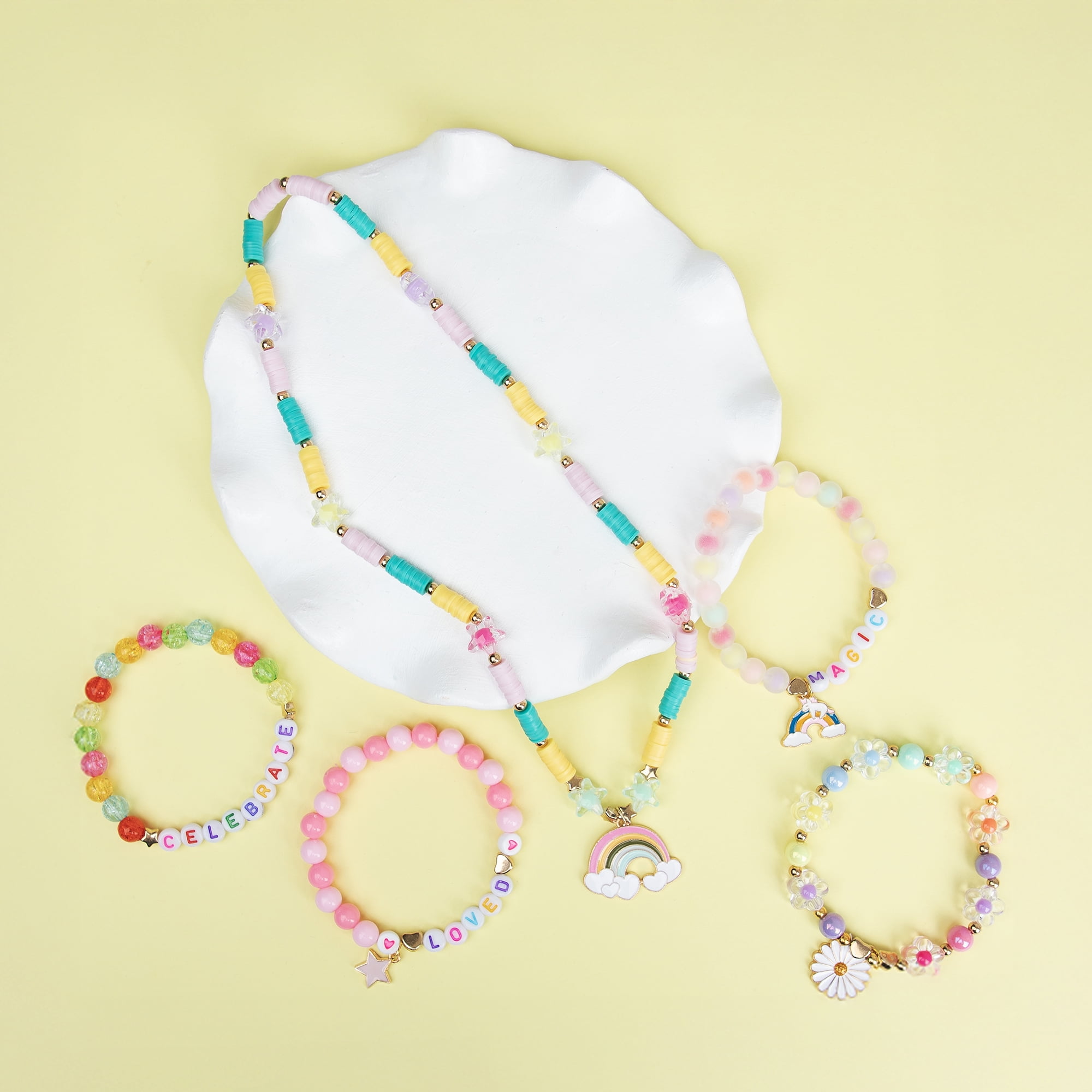 Cousin DIY Jewelry Making Kit: Heishi Clay Beads, Letter Beads, Charms & Supplies, 1338 Pieces