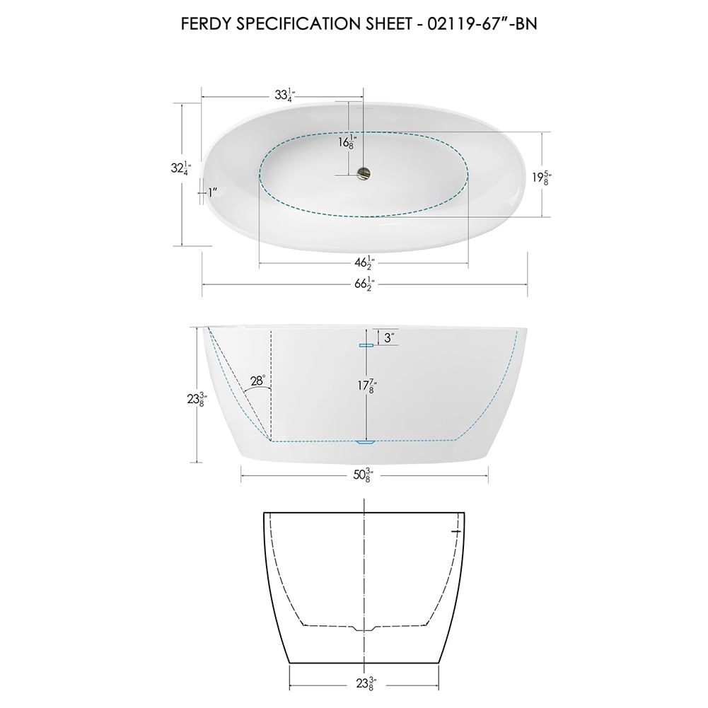 Kepooman 66" Oval Shape Stand Alone Acrylic Soaking SPA Tub, Modern Freestanding Bathtubs Kepooman 66" Oval Shape Stand Alone Acrylic Soaking SPA Tub, Modern Freestanding Bathtubs